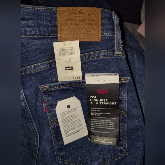 Levi's Blue Slim Straight Women's Red Tab High Waisted Jeans - Picture 5 of 16